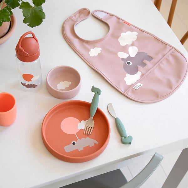 Done By Deer Bib W/velcro - Happy Clouds - Powder