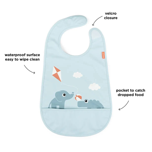 Done By Deer Bib W/velcro - Playground - Blue