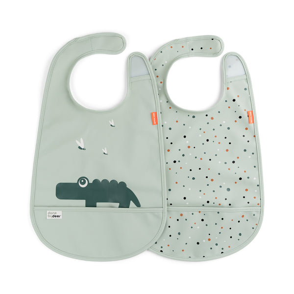 done by deer Bib with velcro 2-pack - Croco - Green