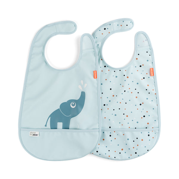 done by deer Bib with velcro 2-pack - Elphee - Blue