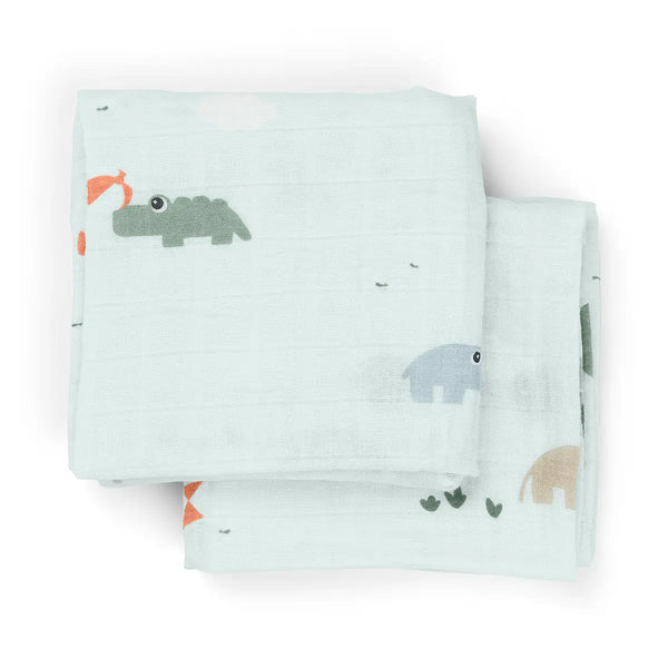 Done By Deer Burp Cloth 2-pack - Playground - Blue