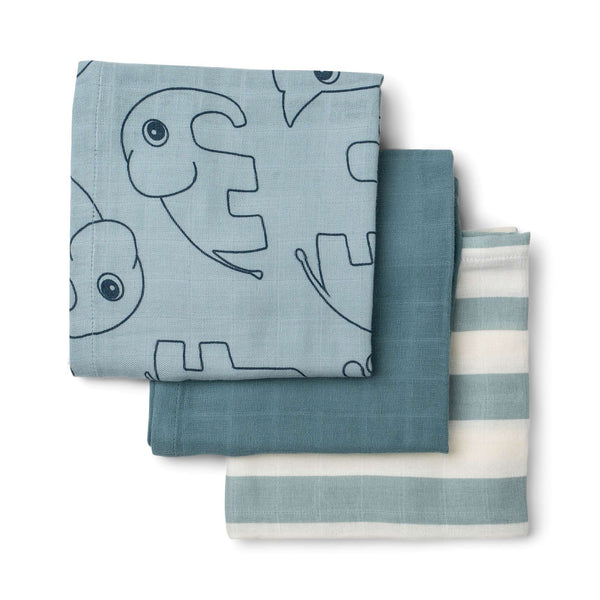 done by deer Burp cloth 3-pack - Deer friends - Blue