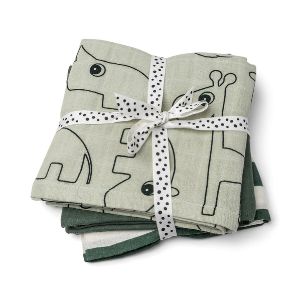 Done By Deer Burp Cloth 3-pack - Deer Friends - Green