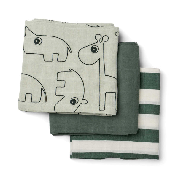 done by deer Burp cloth 3-pack - Deer friends - Green
