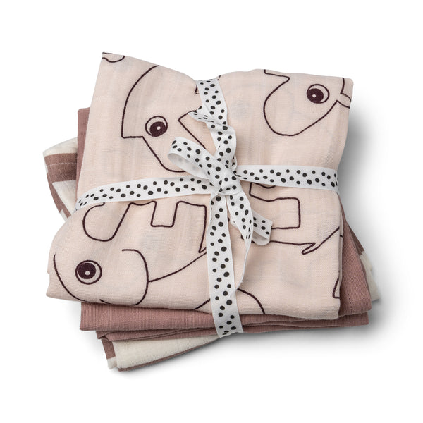 Done By Deer Burp Cloth 3-pack - Deer Friends - Powder