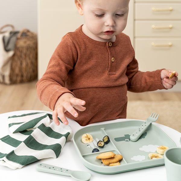 Done By Deer Foodie Compartment Plate - Croco - Green