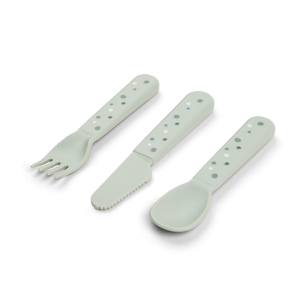 Done By Deer Foodie Cutlery Set - Happy Dots - Green