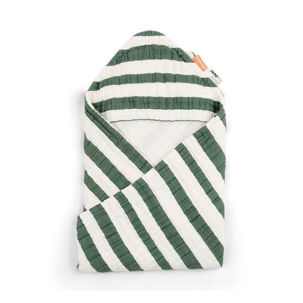 Done By Deer Hooded Towel - Stripes - Green