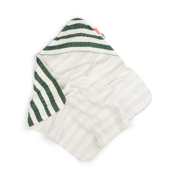done by deer Hooded towel - Stripes - Green