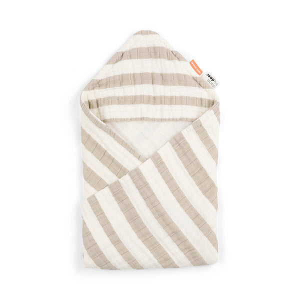 done by deer Hooded towel - Stripes - Sand