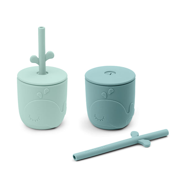 Done By Deer Peekaboo Straw Cup 2-pack - Wally - Blue