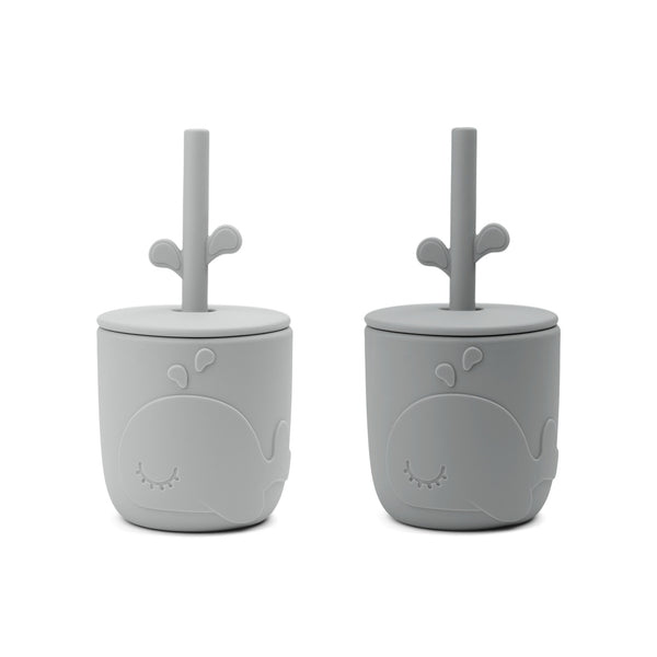 done by deer Peekaboo straw cup 2-pack - Wally - Grey