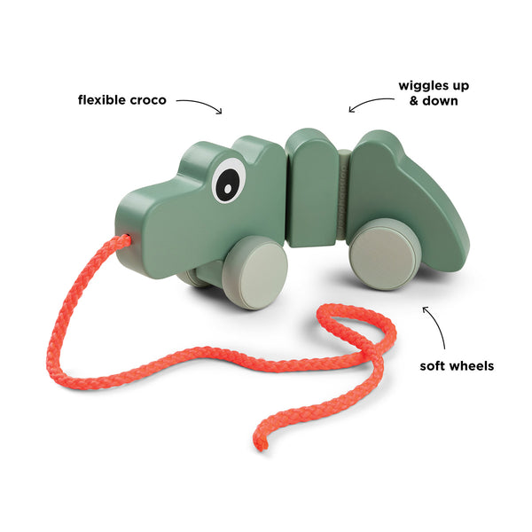Done By Deer Pull Along Wiggle Toy - Croco - Green