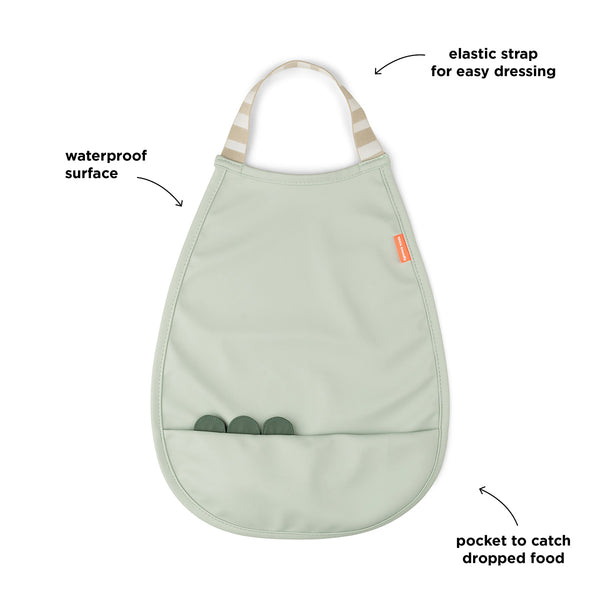 Done By Deer Pull-over Bib - Croco - Green