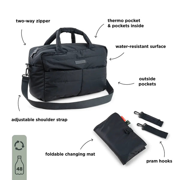 Done By Deer Quilted Changing Bag - Black