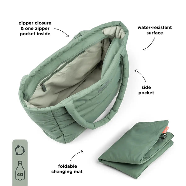 Done By Deer Quilted Changing Tote Bag - Green