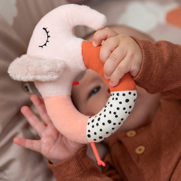 Done By Deer Sensory Ring Rattle - Elphee - Blue