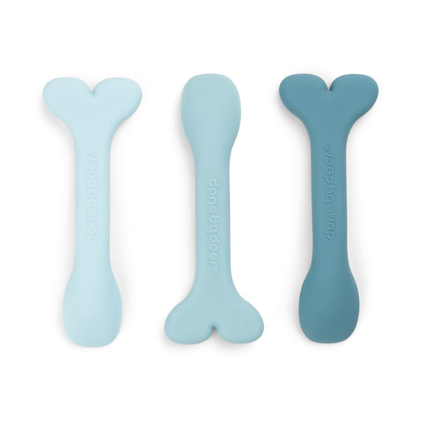 Done By Deer Silicone Baby Spoon 3-pack - Wally - Blue