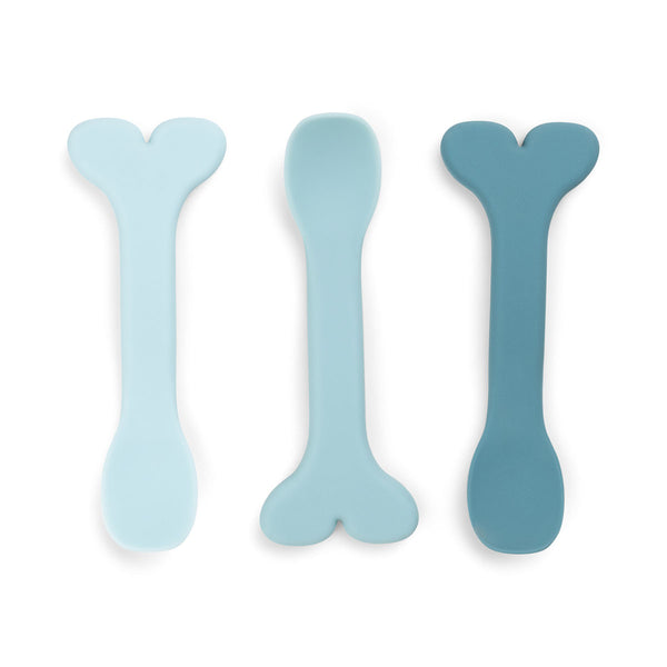 done by deer Silicone baby spoon 3-pack - Wally - Blue