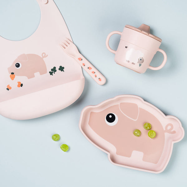 Done By Deer Silicone Bib - Pigee - Powder