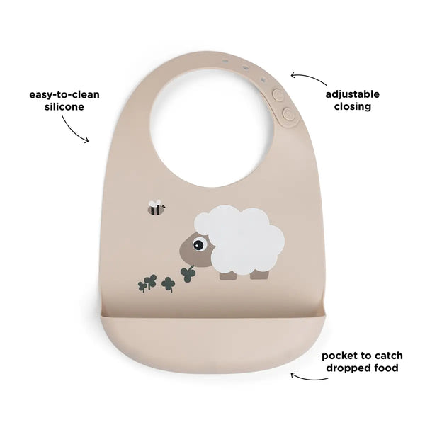 Done By Deer Silicone Bib - Sheepy - Sand