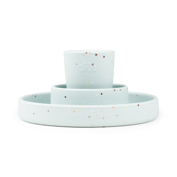 Done By Deer Silicone Dinner Set - Confetti - Blue