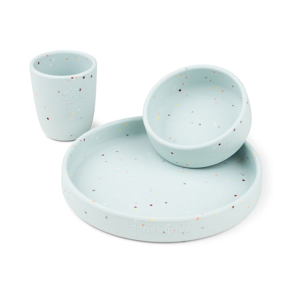 done by deer Silicone dinner set - Confetti - Blue