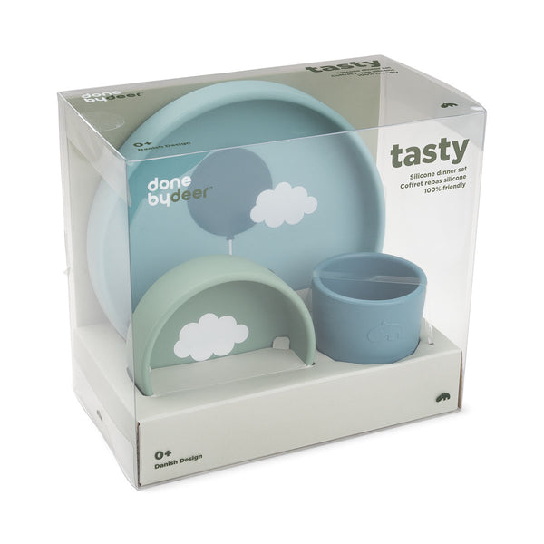 Done By Deer Silicone Dinner Set - Happy Clouds - Blue