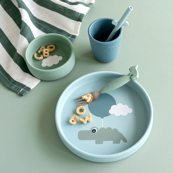 Done By Deer Silicone Dinner Set - Happy Clouds - Blue