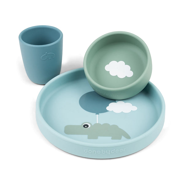 done by deer Silicone dinner set - Happy clouds - Blue