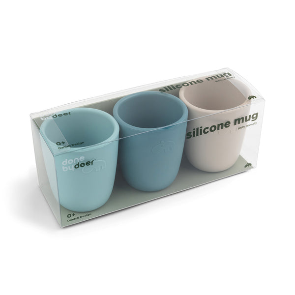 Done By Deer Silicone Mini Mug 3-pack - Blue Mix
