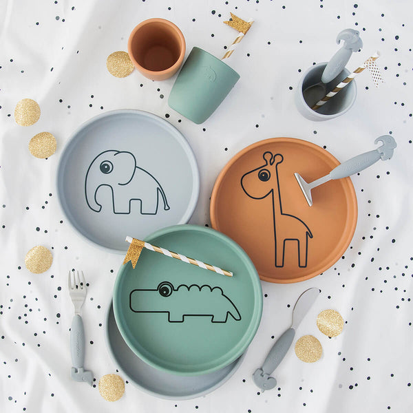 Done By Deer Silicone Plate - Croco - Green