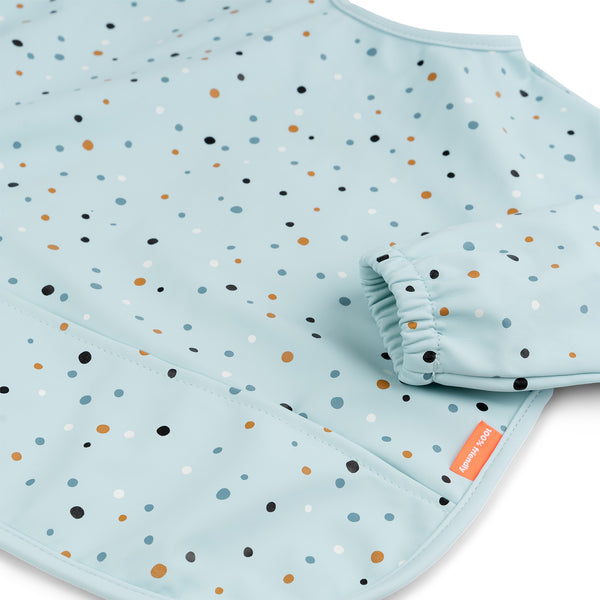 Done By Deer Sleeved Pocket Bib - Happy Dots - Blue