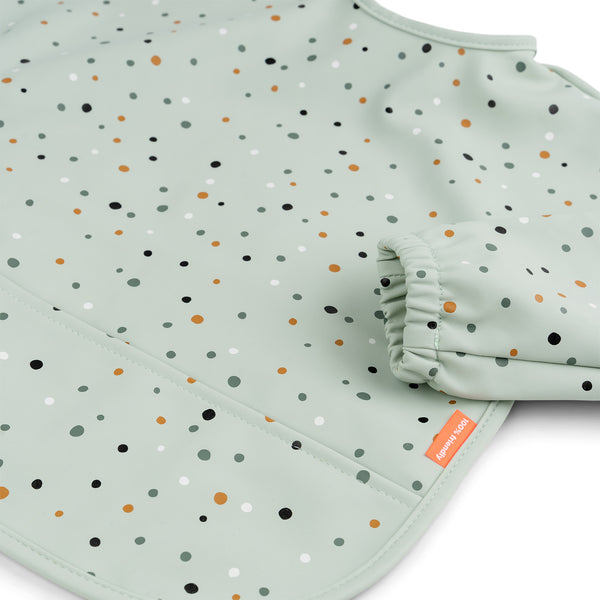 Done By Deer Sleeved Pocket Bib - Happy Dots - Green