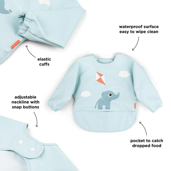 Done By Deer Sleeved Pocket Bib - Playground - Blue