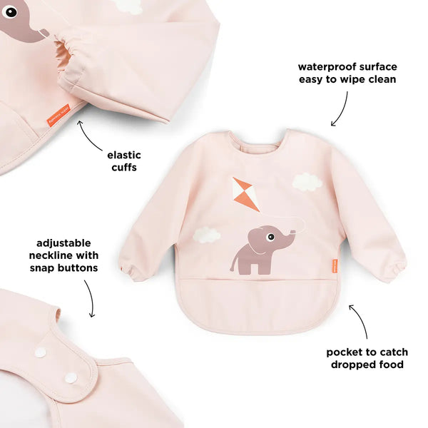 Done By Deer Sleeved Pocket Bib - Playground - Powder