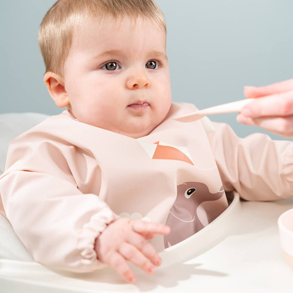 Done By Deer Sleeved Pocket Bib - Playground - Powder