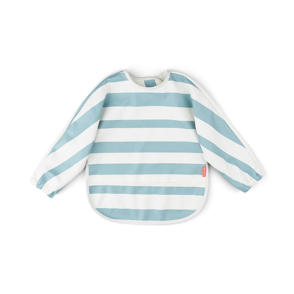 done by deer Sleeved pocket bib - Stripes - Blue