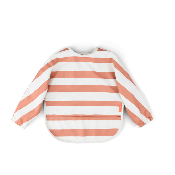 done by deer Sleeved pocket bib - Stripes - Papaya