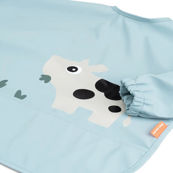 Done By Deer Sleeved Pocket Bib - Tiny Farm - Blue