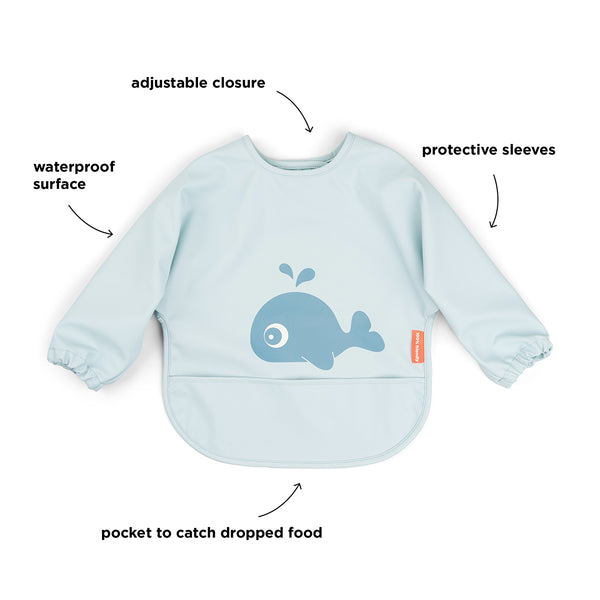 Done By Deer Sleeved Pocket Bib - Wally - Blue