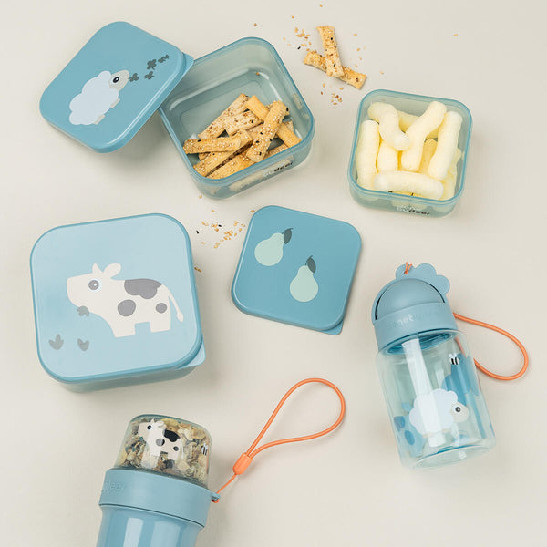 Done By Deer Snack Box Set 3 Pcs - Tiny Farm - Blue