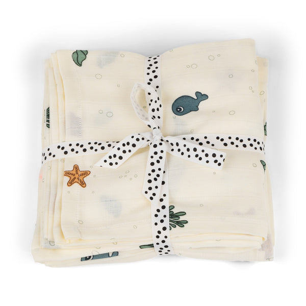 done by deer Swaddle 2-pack - Sea friends - Beige