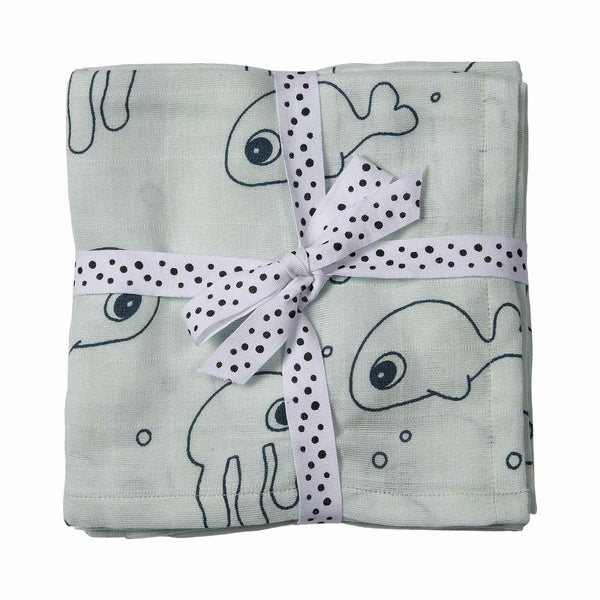 done by deer Swaddle 2-pack - Sea friends - Blue