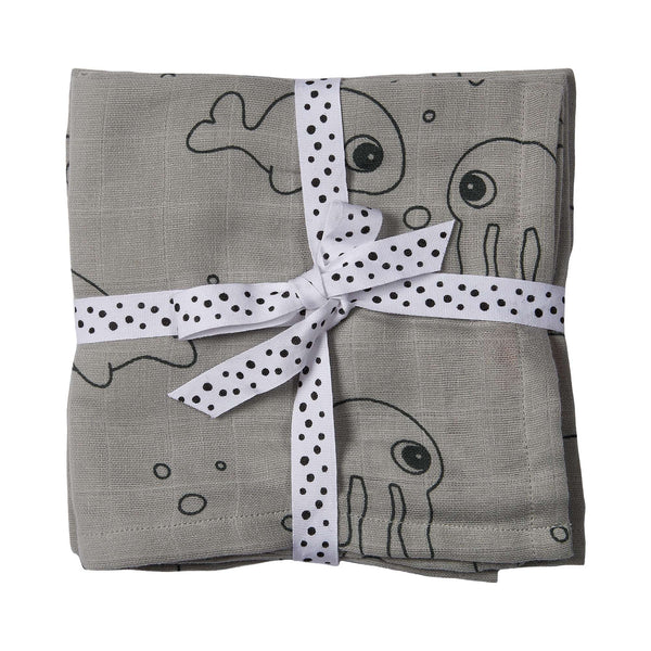 done by deer Swaddle 2-pack - Sea friends - Grey