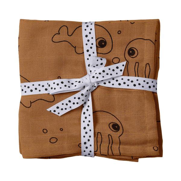 done by deer Swaddle 2-pack - Sea friends - Mustard