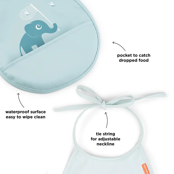 Done By Deer Tiny Pocket Bib 2-pack - Elphee - Blue