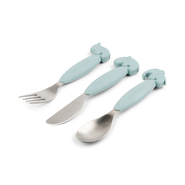Done By Deer Easy-grip Cutlery Set - Deer Friends - Blue