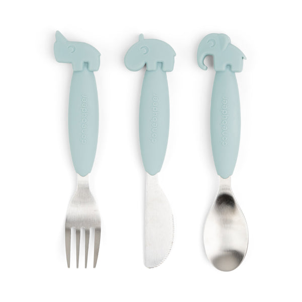 done by deer Easy-grip cutlery set - Deer friends - Blue