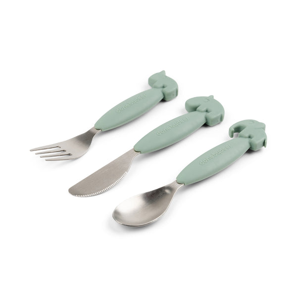 Done By Deer Easy-grip Cutlery Set - Deer Friends - Green